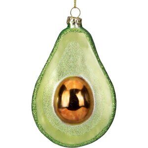 4.5" Green and Yellow Glass Avocado Christmas Ornament